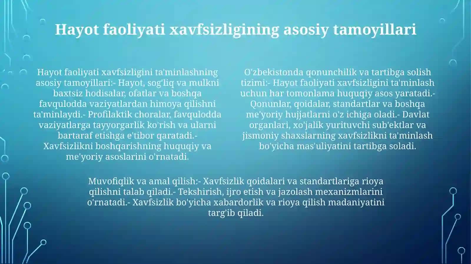 Sog'liqni saqlash va xavfsizlikni ta'minlash to'g'risida 3