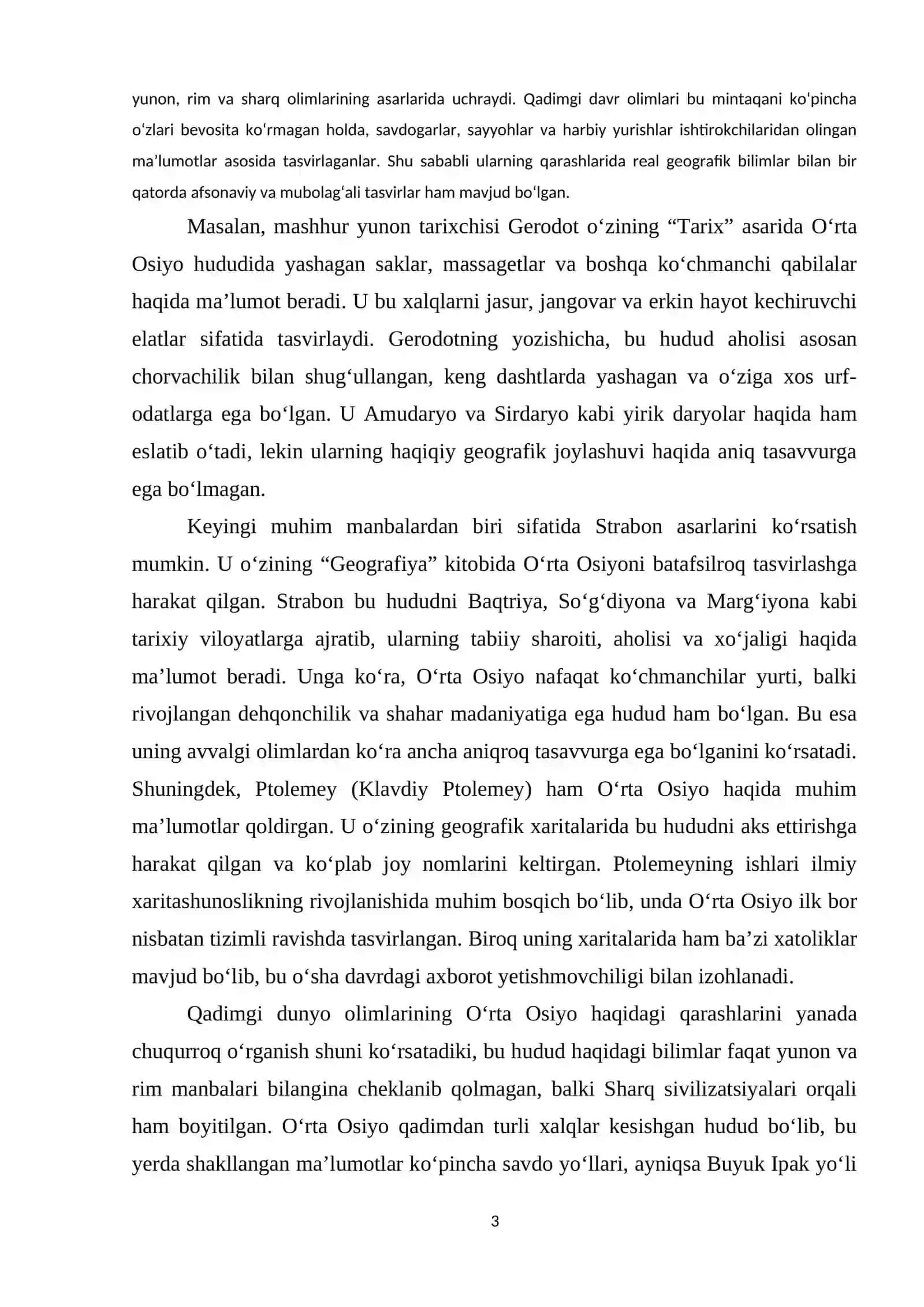 O‘RTA OSIYO HAQIDAGI ILK GEOGRAFIK TASAVVURLAR 3