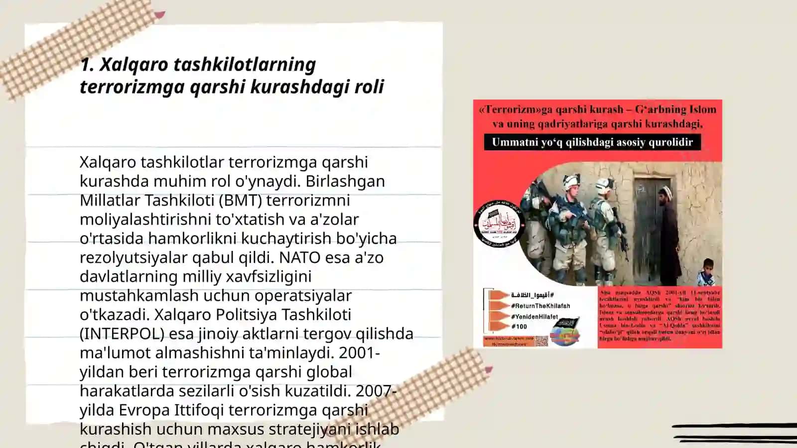 Xalqaro tashkilotlarning terrorizmga qarshi kurashining ahamiyati 3