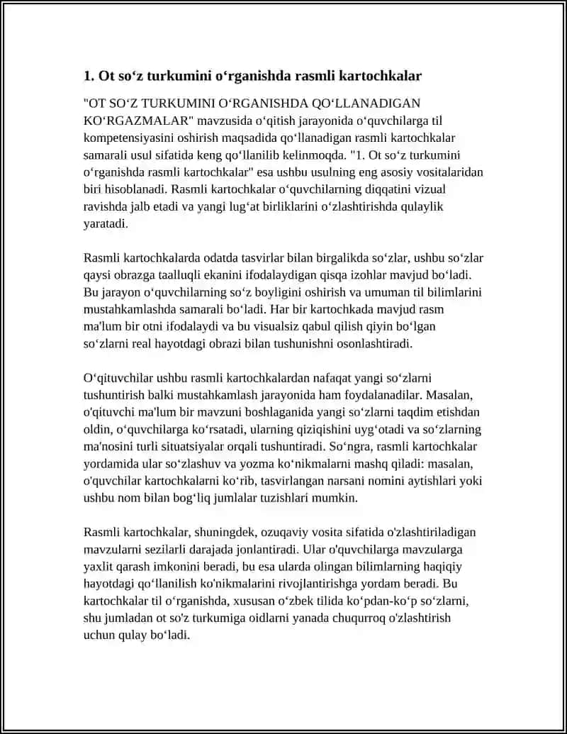 Ot so‘z turkumini o‘rganishda rasmli kartochkalar 3