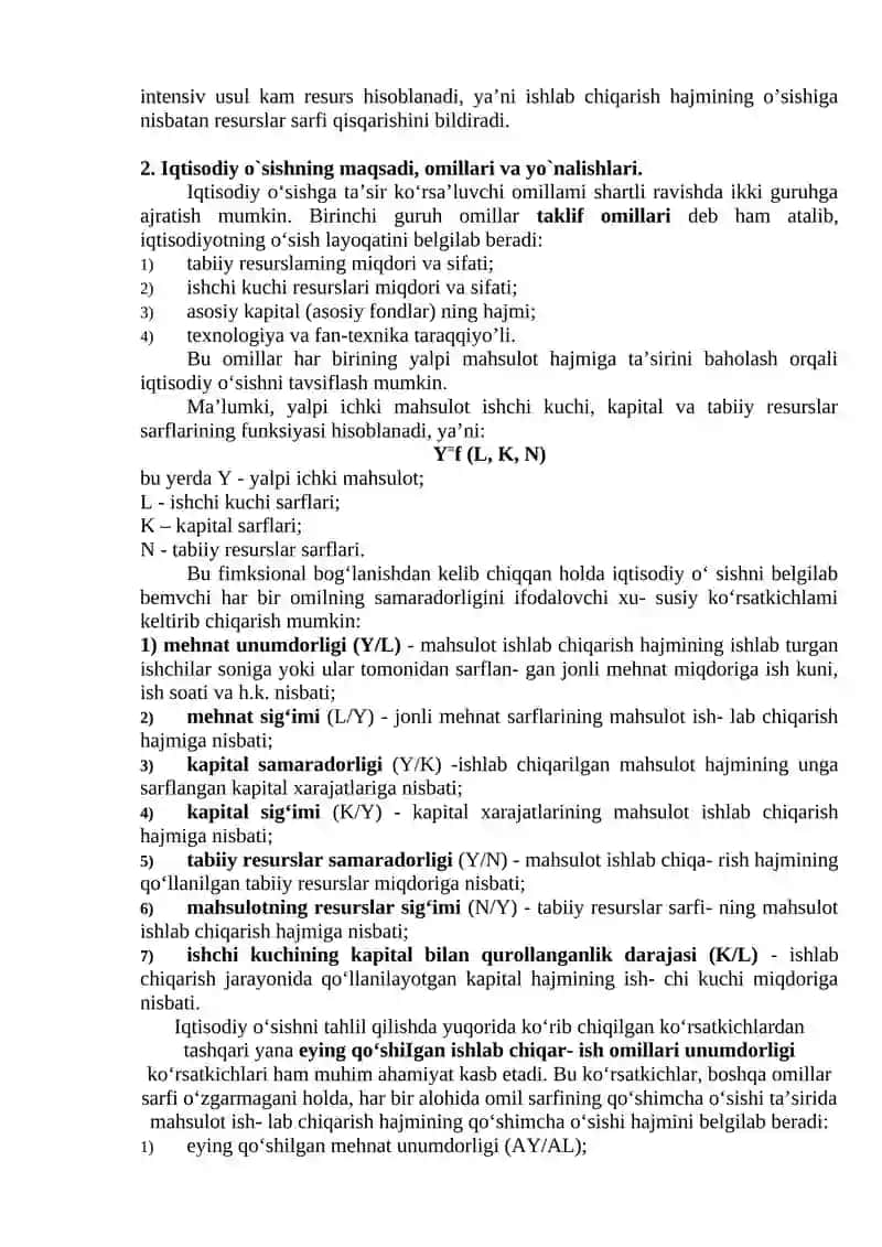 Iqtisodiy taraqqiyot, iqtisodiy o`sish va milliy boylik 3