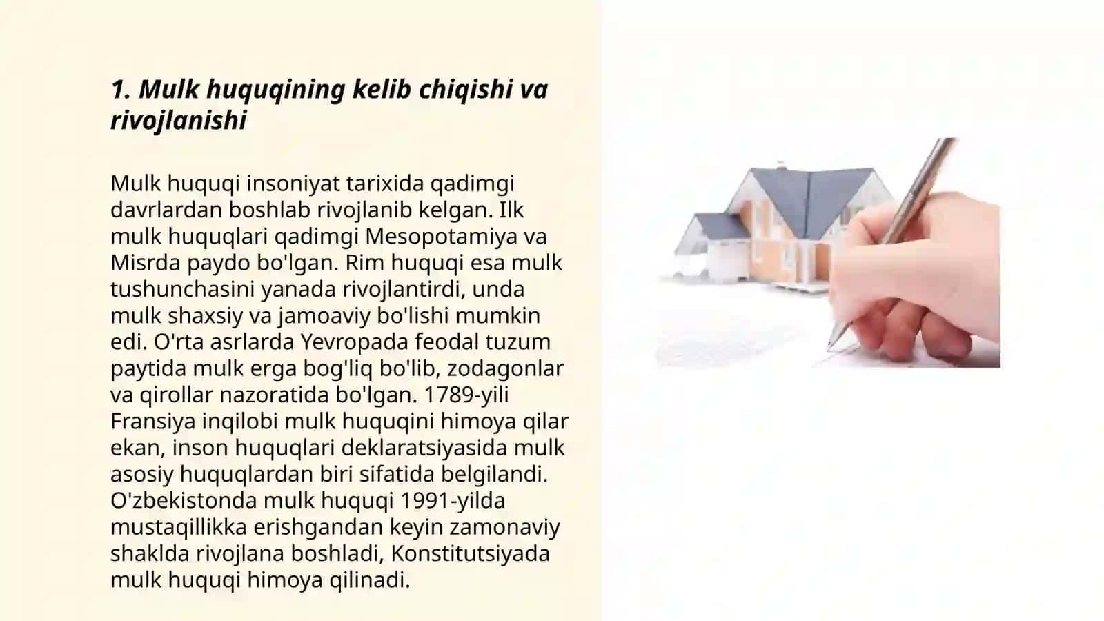 Mulk huquqi nazariyasi. Mulkchilik shakllari evolyutsiyasi 3