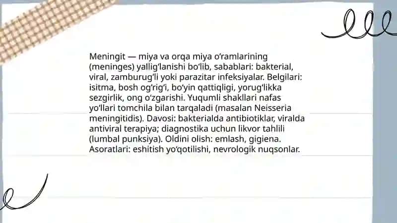 Meningit kasalligi haqida 3