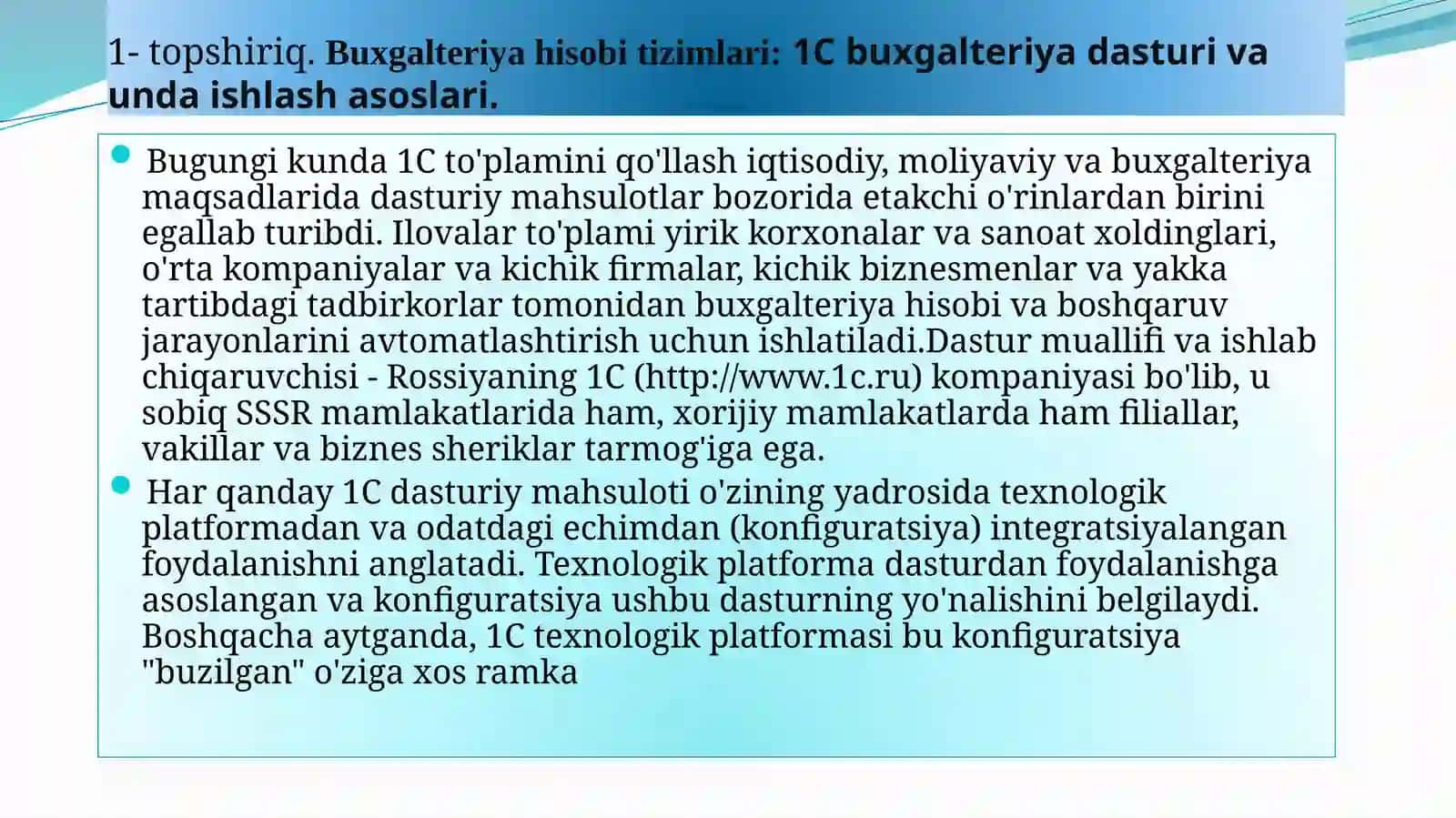 Iqtisodda axborot komplekslari va texnologiyalari 3