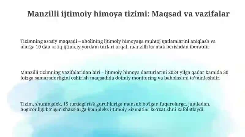 Manzilli ijtimoiy himoya tizimining yaratilishi 3