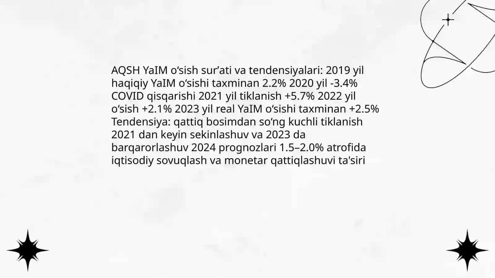 AQSH davlatining yalpi ichki mahsuloti eksport import koʻrsatkich 3