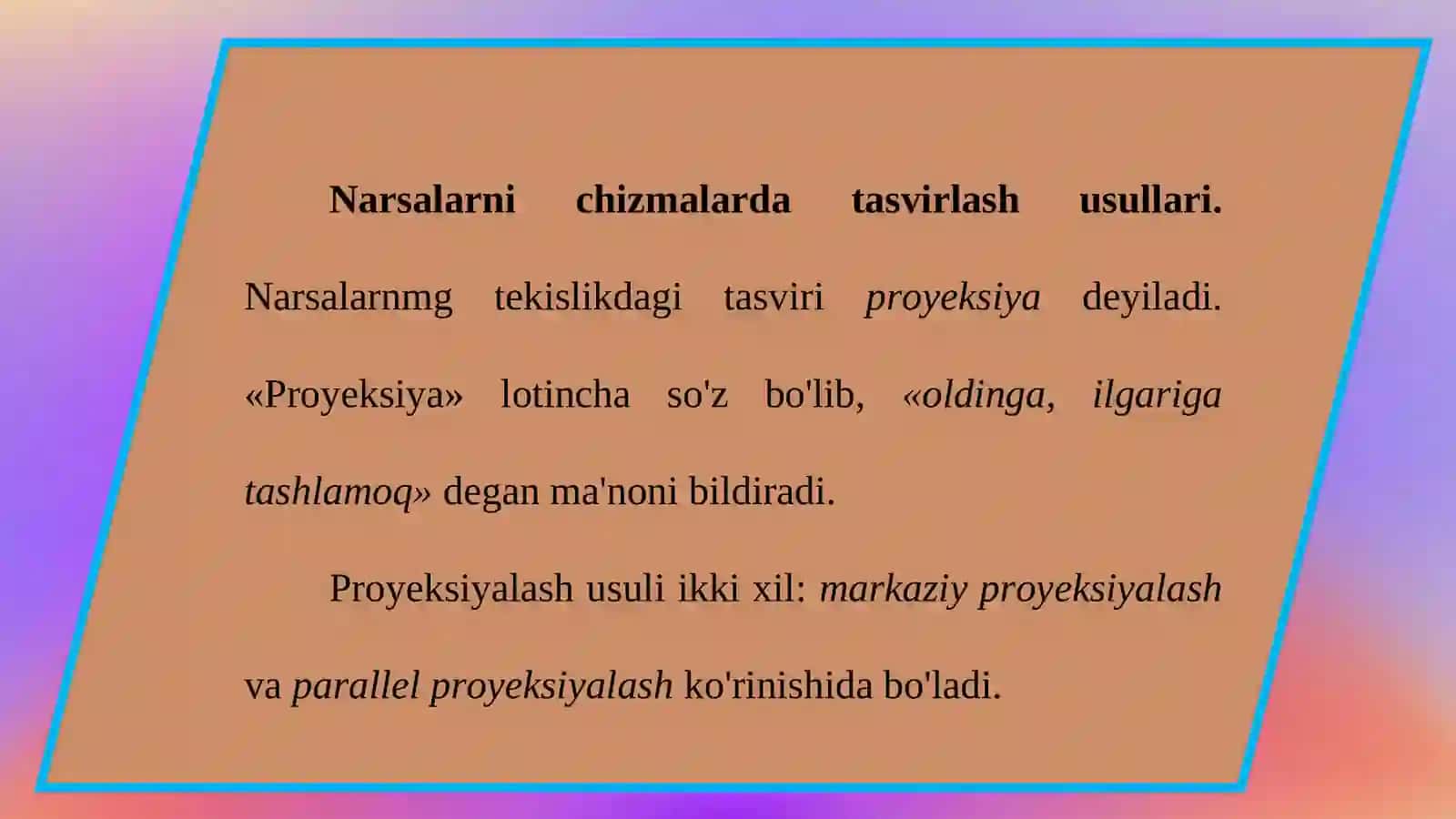 12-mavzu: Narsalarni chizmalarda tasvirlash usullari 3
