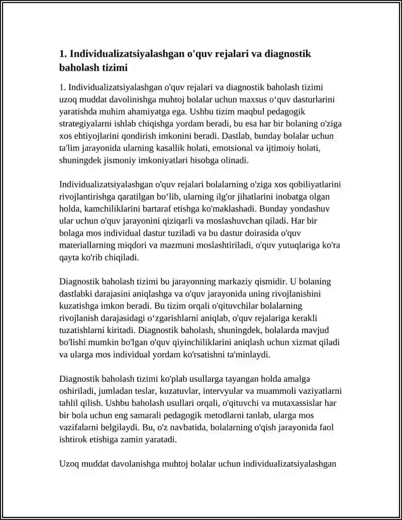 UZOQ MUDDAT DAVOLINISHGA MUHTOJ BOLALAR UCHUN MAXSUS ŌQUV DASTURLARINI YARATISH 3