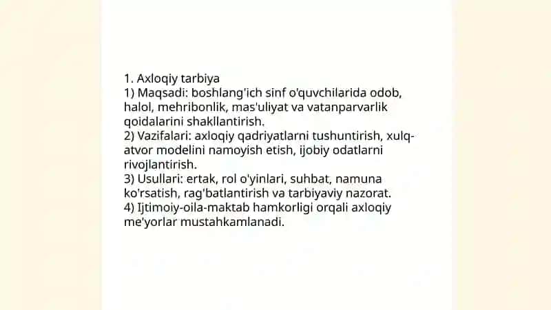 Boshlang'ich ta'limda tarbiya turlari 3