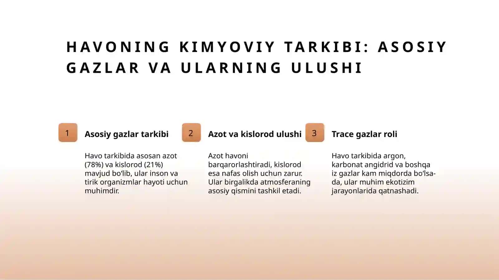 Havoning kimyoviy tarkibi va ularning xususiyatlari 3