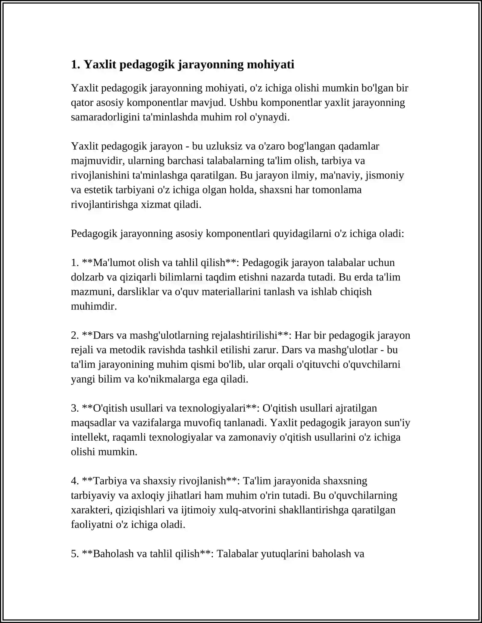 Yaxlit Pedagogik Jarayon 3