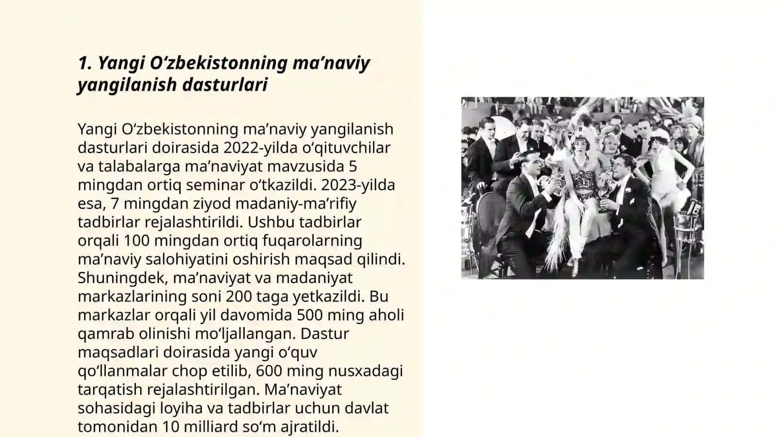 Yangi Oʻzbekistonning maʼnaviy yangilanish dasturlari 3