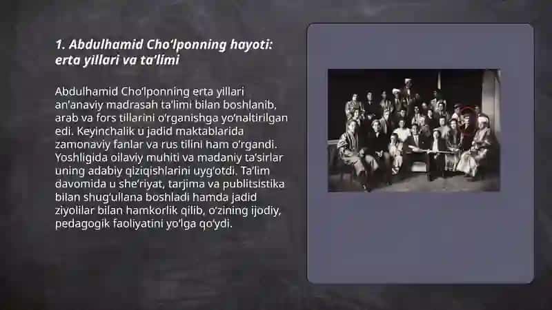 Abdulhamid Choʻlpon hayoti ijodi va jadidchilik harakatidagi oʻrni 3