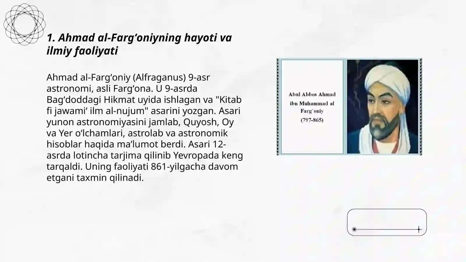 Ahmad al-Fargʻoniyning hayoti va ilmiy faoliyati 3