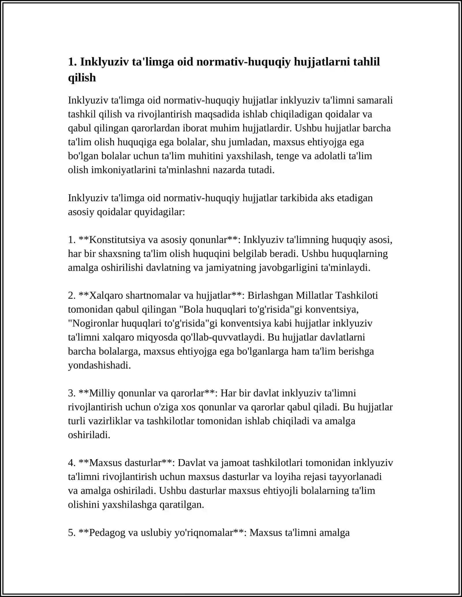 INKLYUZIV TA'LIMNING XUSUSIY HUJJATLARDA TAHLIL QILISH 3