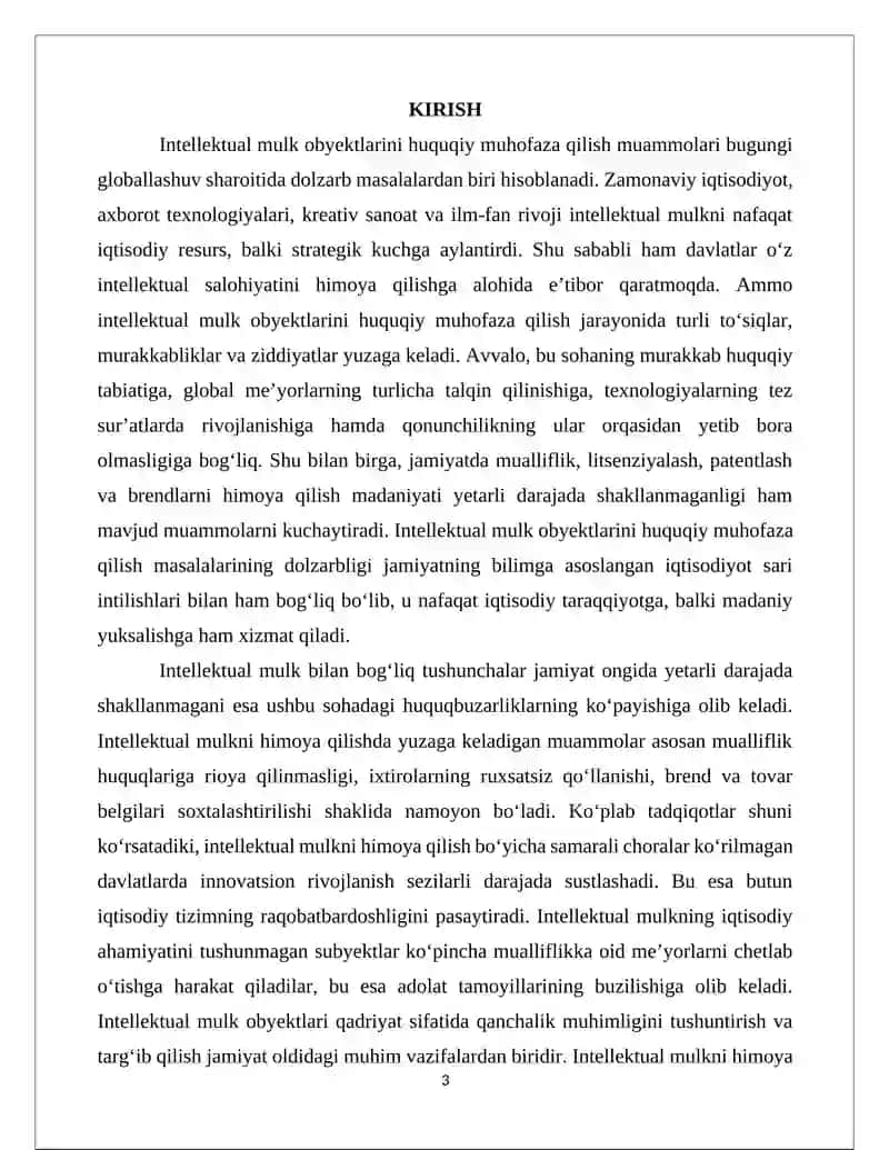 Intellektual mulk obyektlarini huquqiy muhofaza qilish muammolari 3