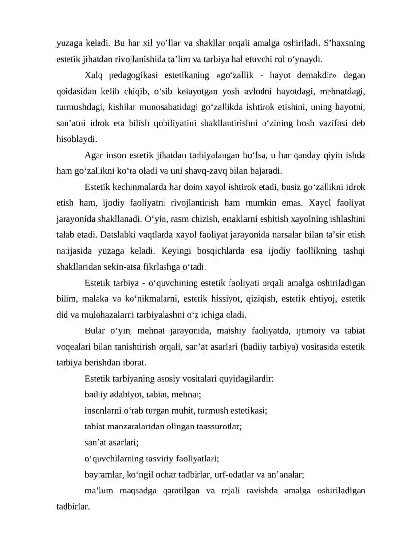 MAKTABGACHA YOSHDAGI BOLALARNING ESTETIK RIVOJLANISHIDAGI O’ZIGA XOS XUSUSIYATLARI 3