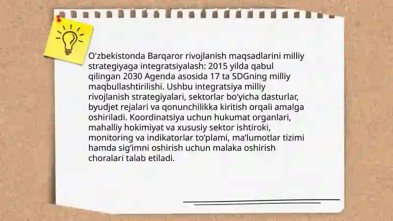 O'zbekiston Respublikasida Barqaror rivojlanish maqsadlarining amalga oshirilishi 3