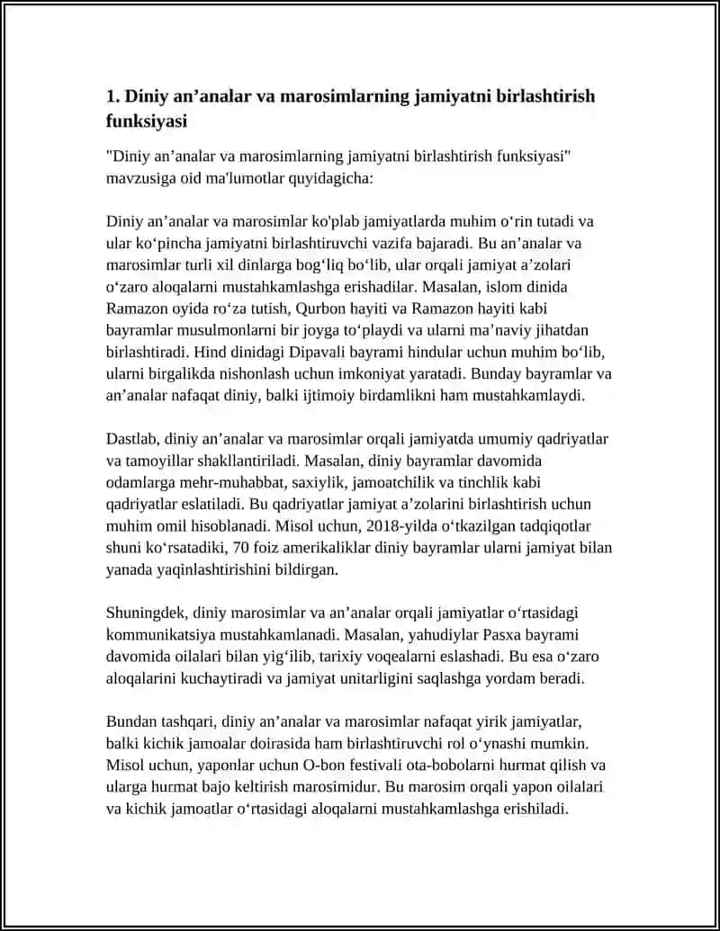 DINIY ANʼANALAR VA MAROSIMLARNING SOTSIOLOGIK TAHLILI 3
