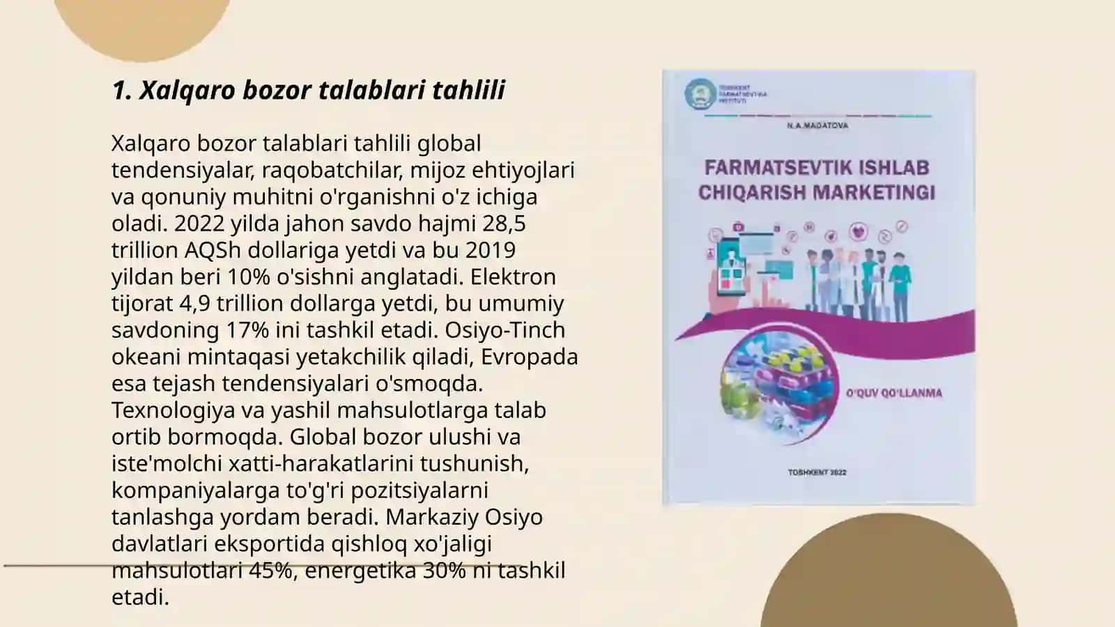 Farmatsevtik maxsulotlarni xalqaro bozorga chiqarish yo’llari 3