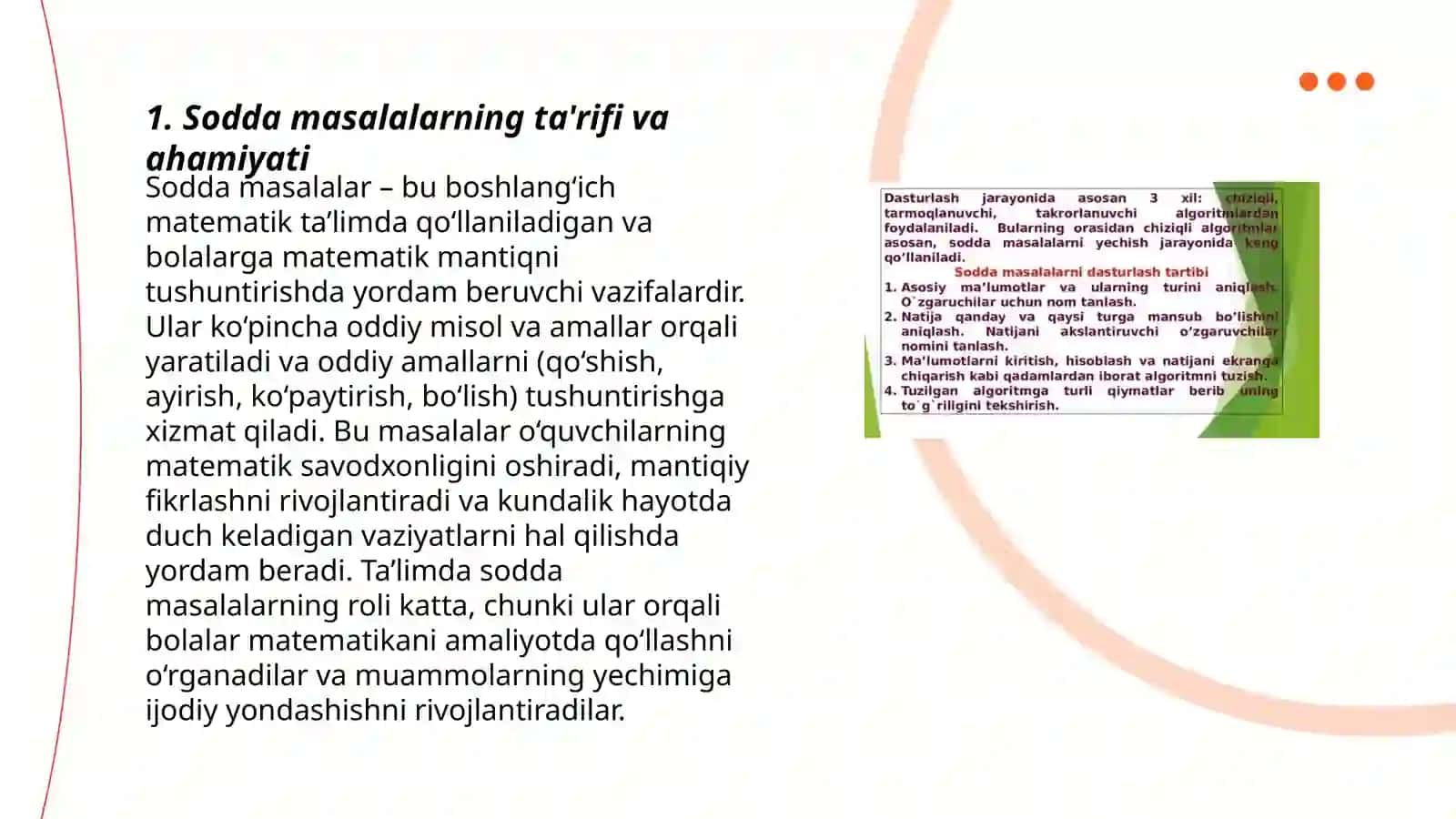 Sodda masalalar va ular ustida ishlash metodikasi 3