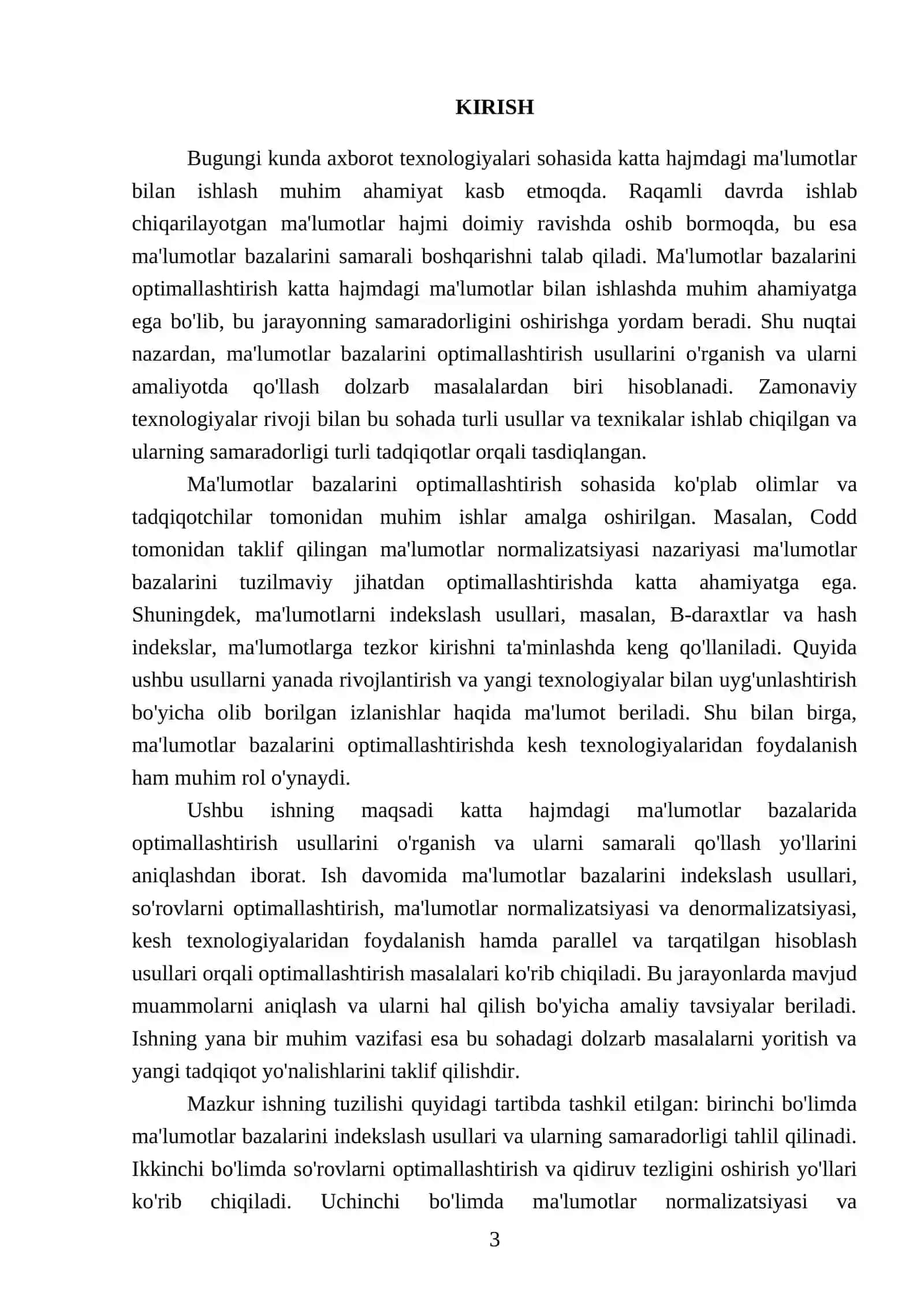 Katta hajmdagi ma’lumotlar bazalarida optimallashtirish usullari 3