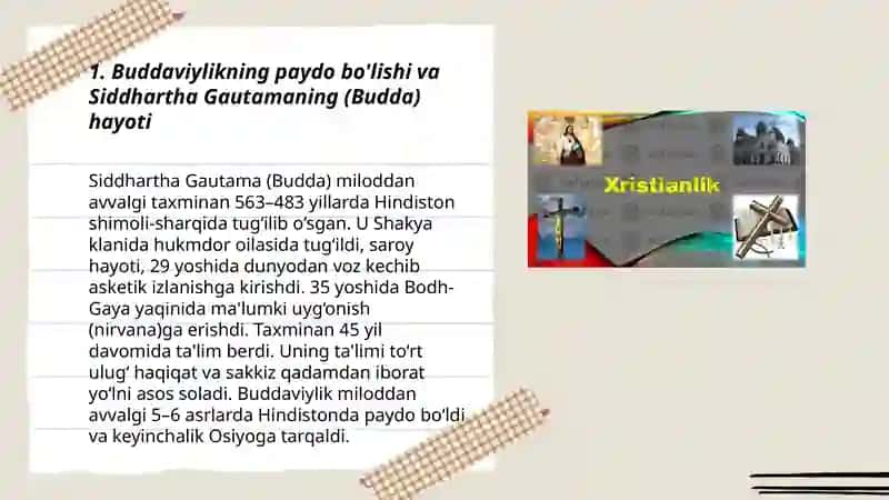 Buddaviylik va Xristianlik dini tarixi 3