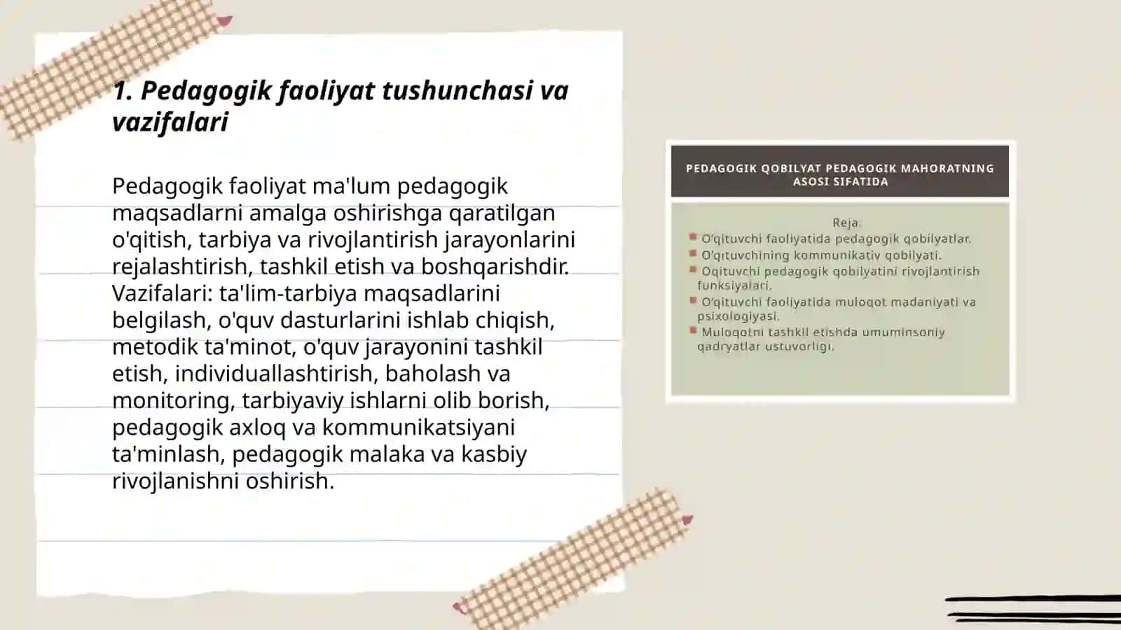 Pedagogik Faoliyatning Tuzilishi va Turlari 3