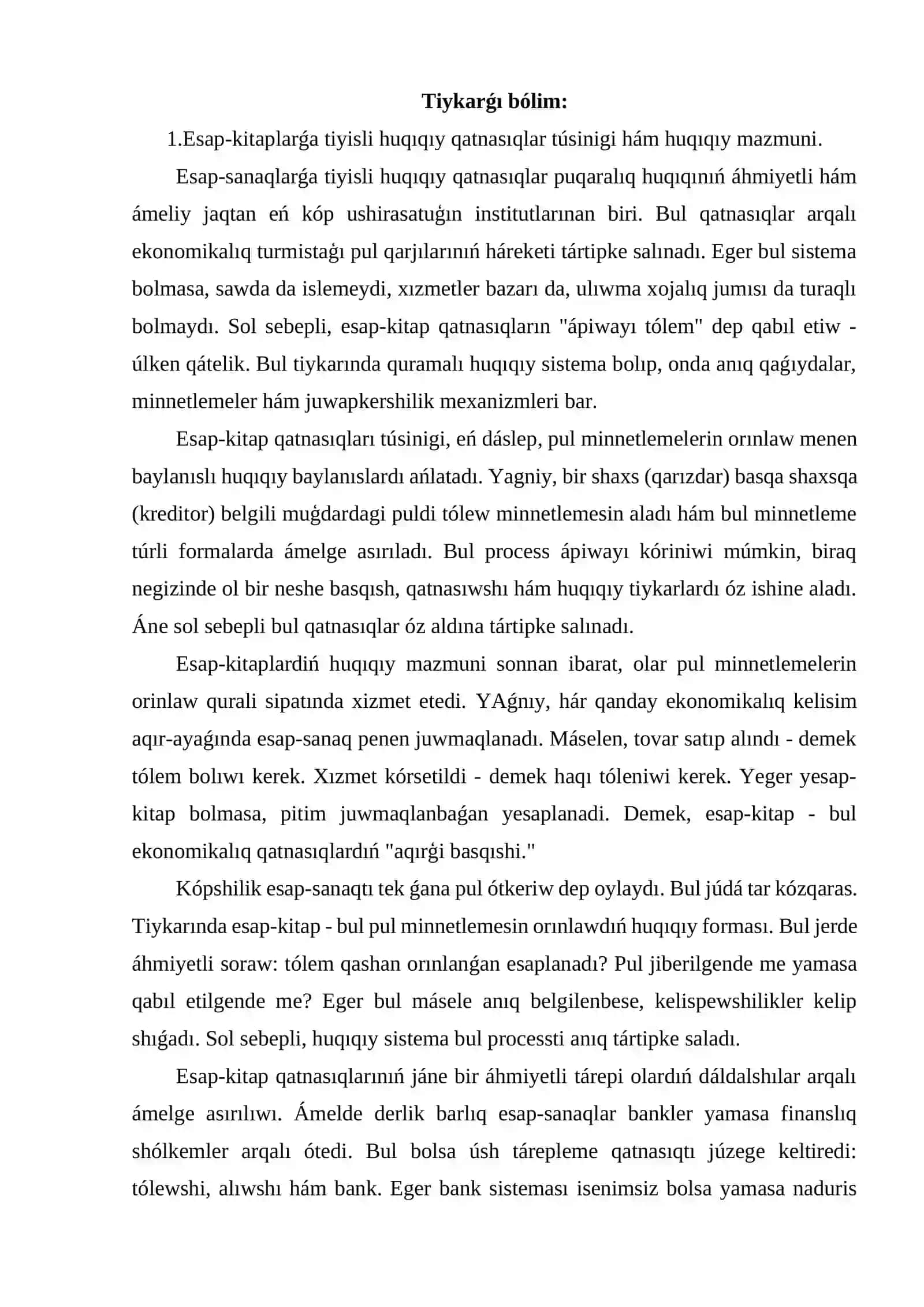 Esap-kitaplarǵa tiyisli huqıqıy qatnasıqlar túsinigi hám mazmuni 3