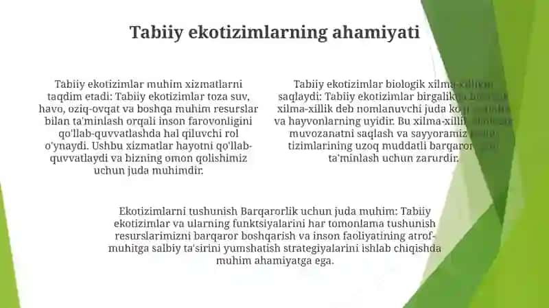 Tabiiy Ekotizimlar Tòĝrisida Mashĝulotlarni Òtkazish Metodikasi 3