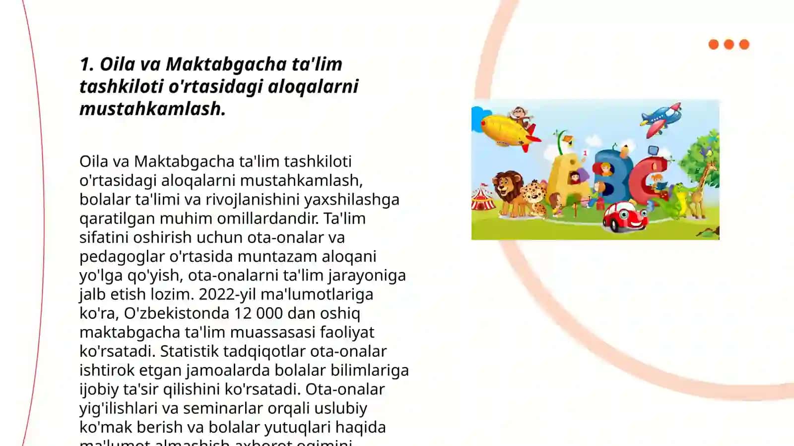 Maktabgacha yoshdagi bolani maktab taʼlimiga sifatli tayyorlashda oila va maktabgacha taʼlim tashkiloti hamkorligi 3