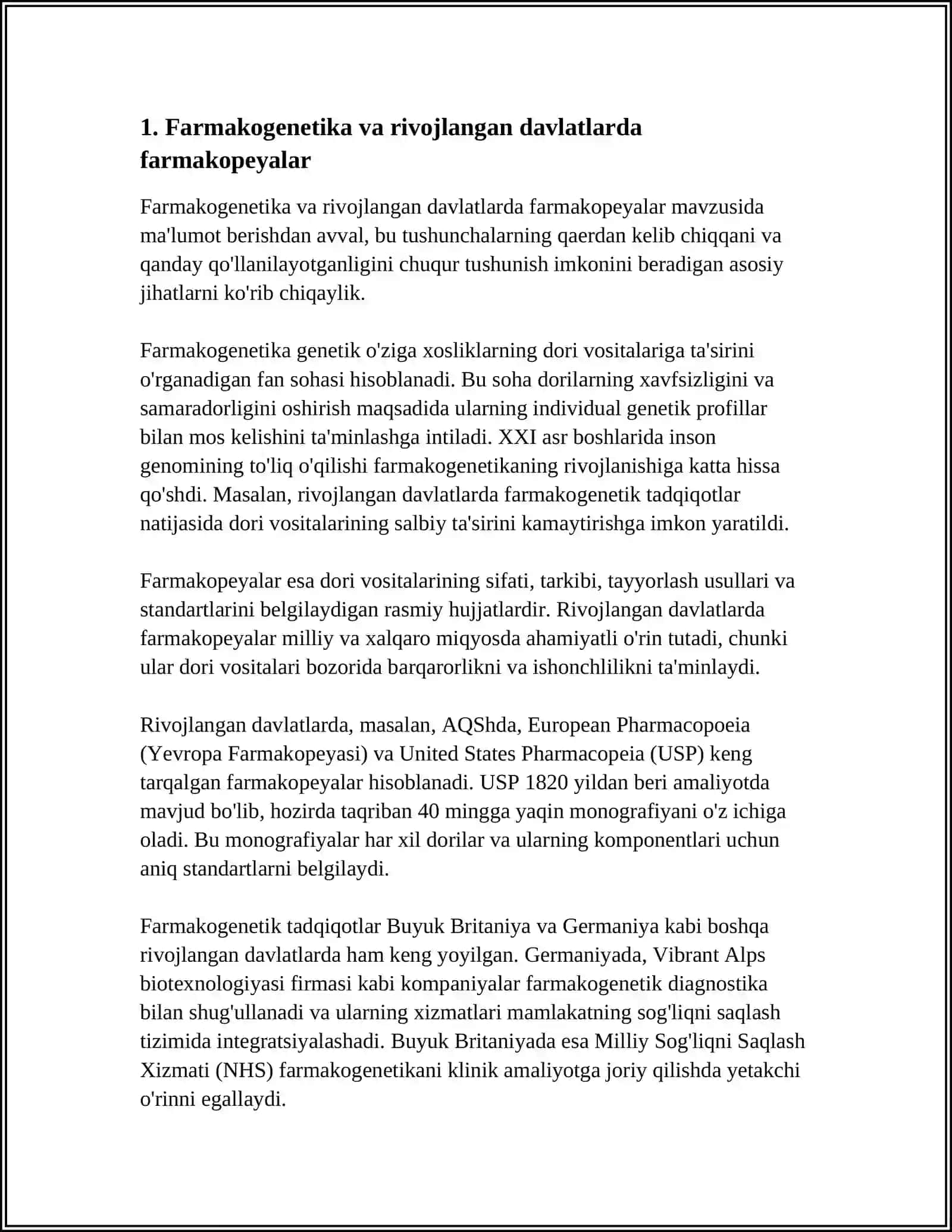 RIVOJLANGAN DAVLATLAR FARMAKAPEYALARIDA KELTIRILGAN TAHLILIY USULLAR 3