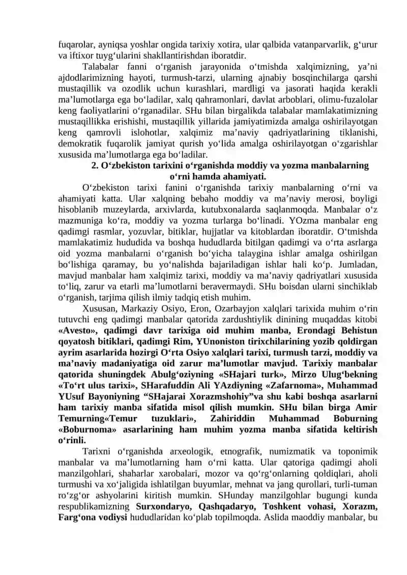 O‘ZBEKISTONNING ENG YANGI TARIXI O‘QUV FANINING PREDMETI, MAQSADI VA VAZIFALARI, NAZARIY-METODOLOGIK TAMOYILLARI. 3