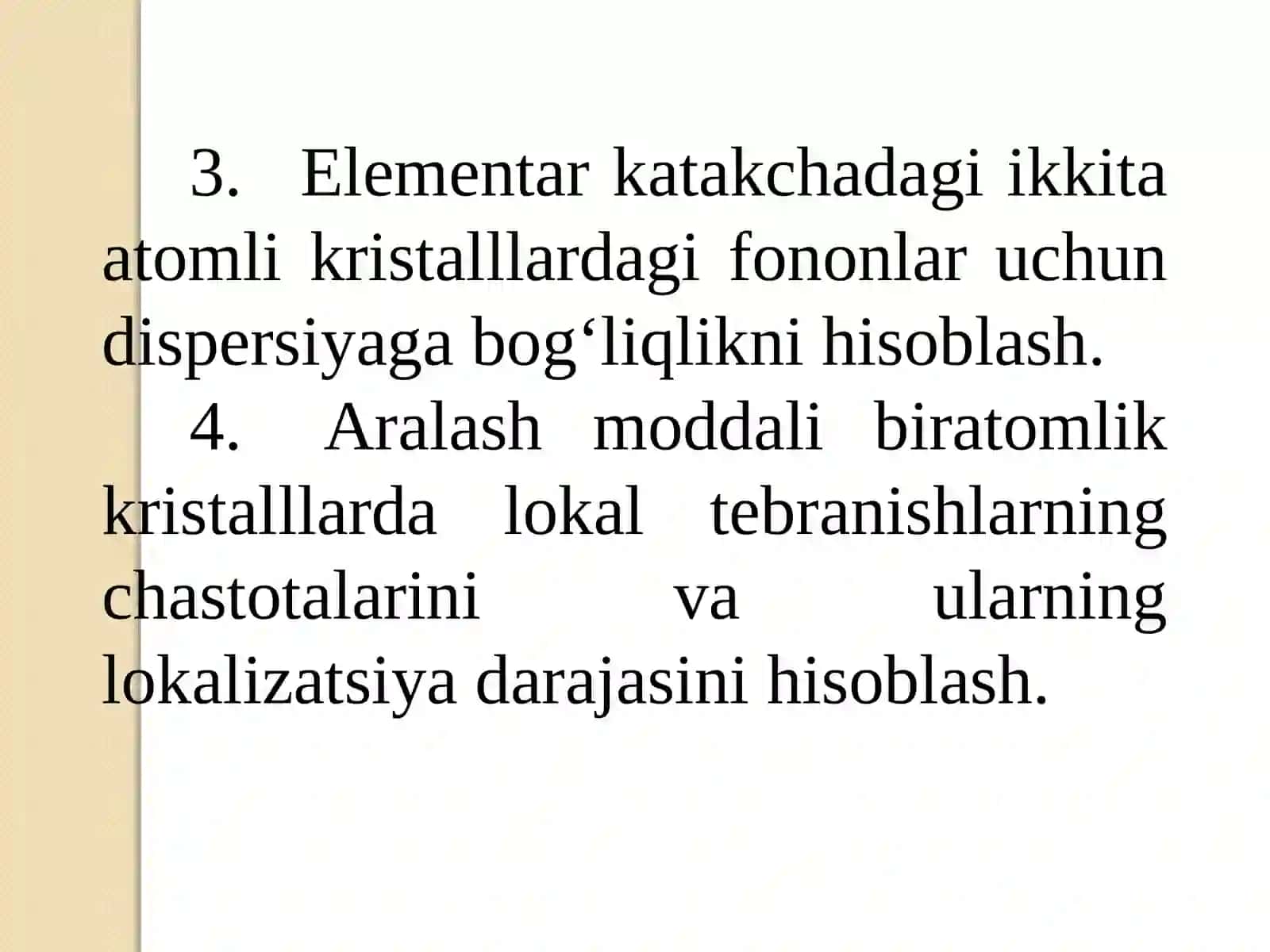 Fononspektrini modellashtirish va kristallarning fizik xossalari 3