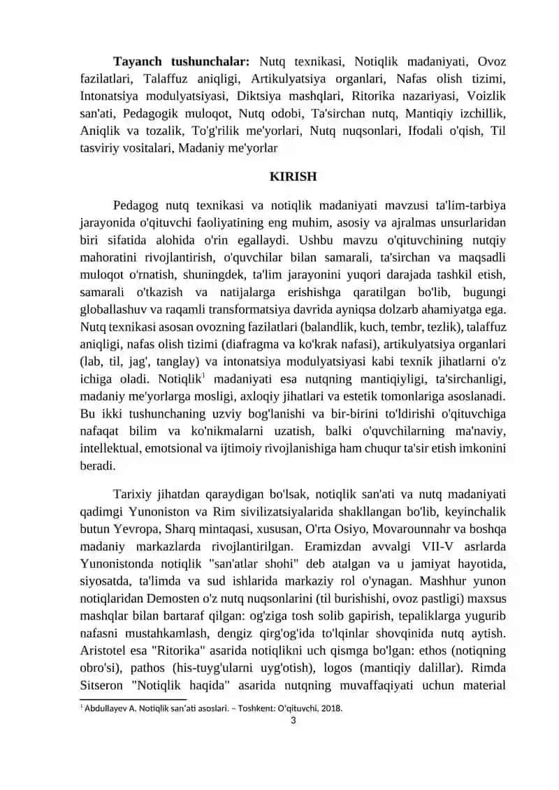 MAVZU: NOTIQLIK SANATI VA TEXNIKASIGA OID TEST TOPSHIRIQLARINI BAJARISH 3
