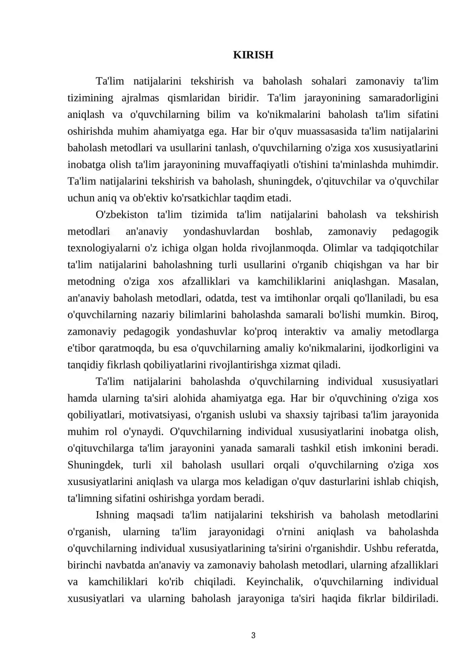 Ta'lim natijalarini tekshirish va baholash 3