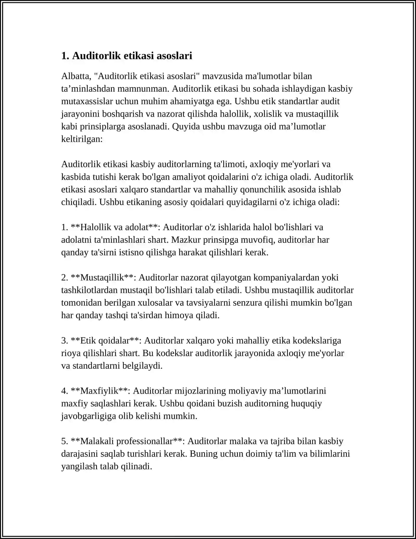 O'ZBEKISTON AUDITORLARINING KASBIY ETIKA KODEKSI 3