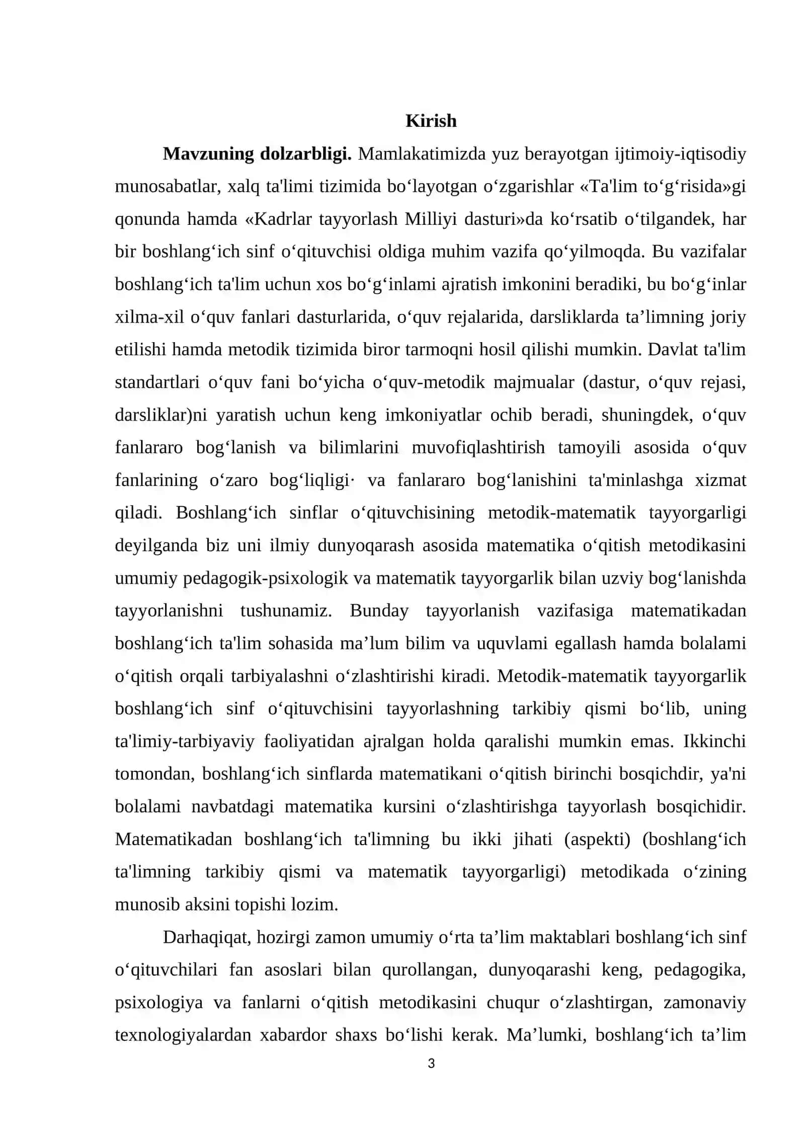 “OG‘ZAKI MATEMATIK MASHQLARDAN FOYDALANIB 4-SINF O‘QUVCHILARINI O‘QUV FAOLLIGINI RIVOJLANTIRISH” KURS ISHI 3