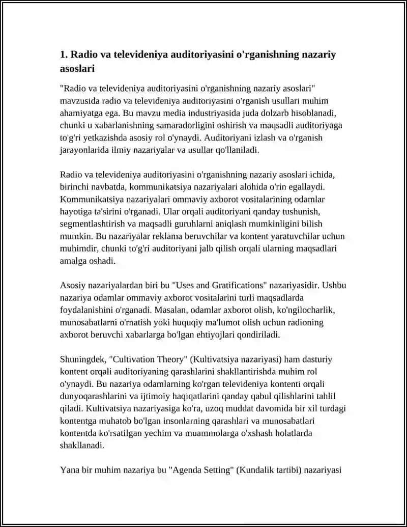 RADIO VA TELEVIDENIYA AUDITORIYASINI O'RGANISH METODLARI 3