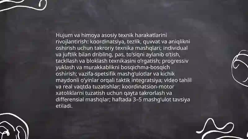 Spoʻrt mahoratini takomilashtirish bosqichda hujum va himoya 3