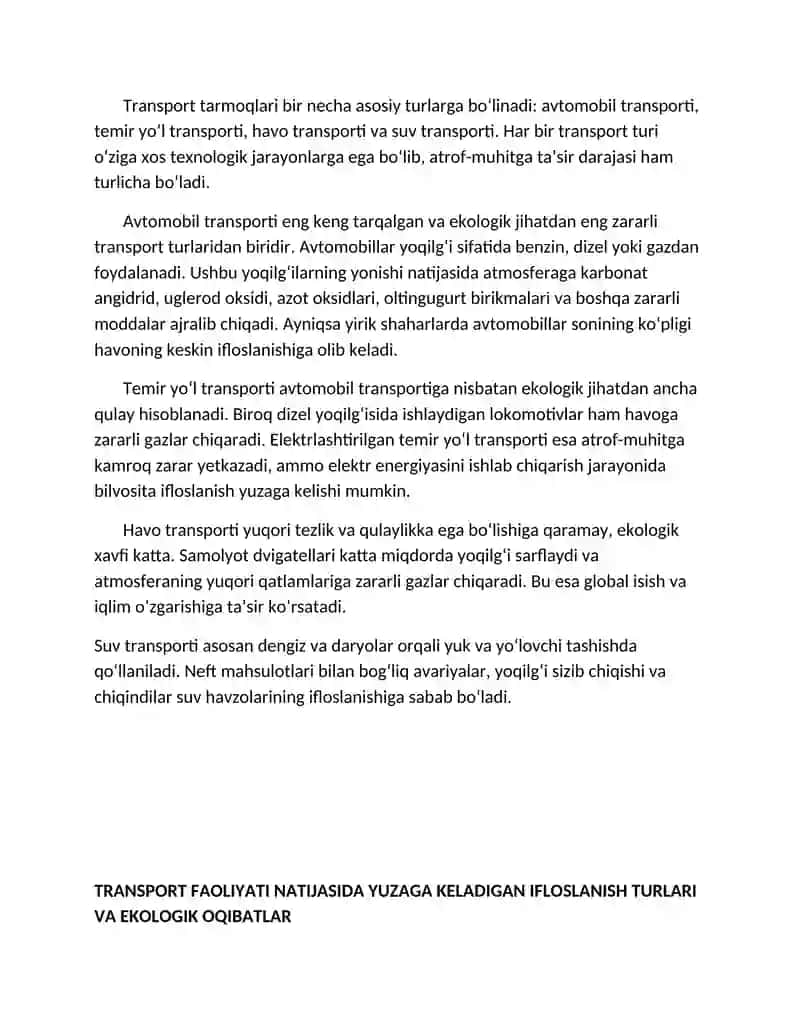 MUHIT IFLOSLANISHIDA TRANSPORTNING O‘RNI 3