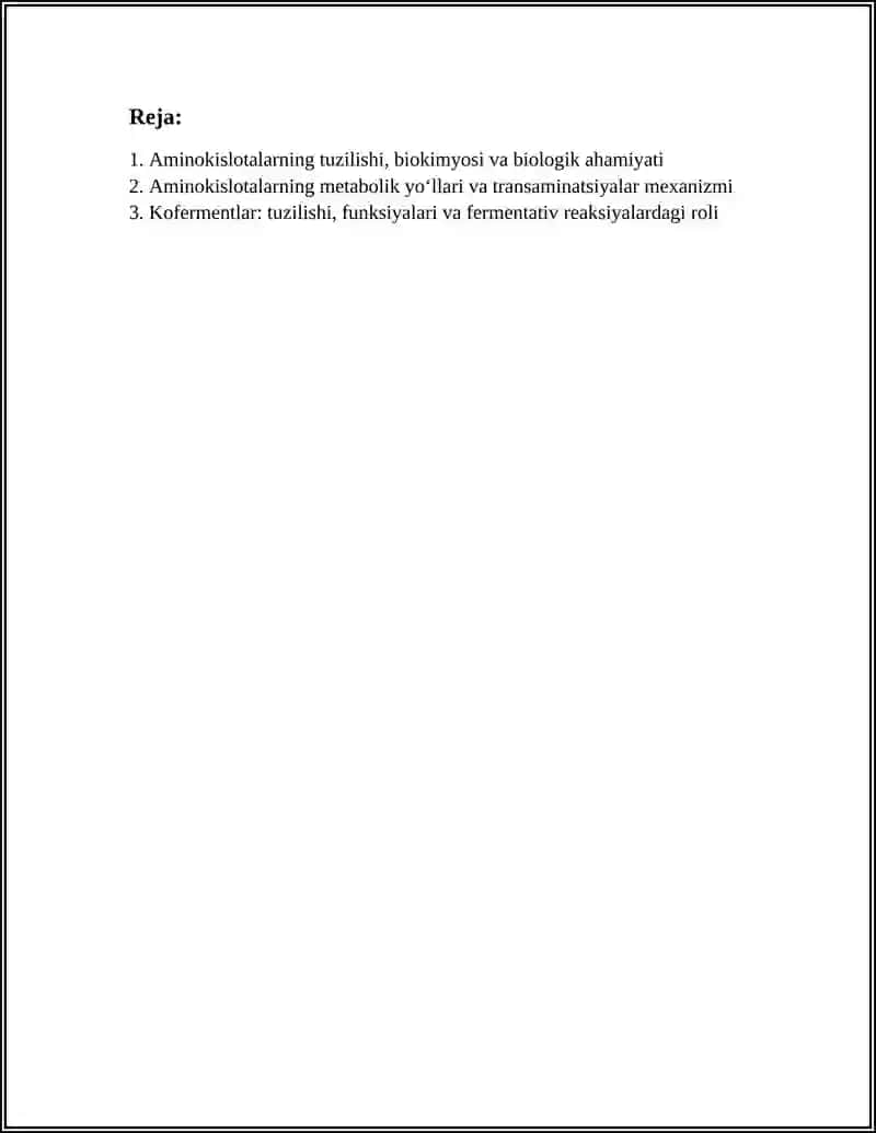 Aminokislotalar, Kofermentlar, Gormonlar va Vitaminlarning Tarkibiy Qismi Sifatida 3