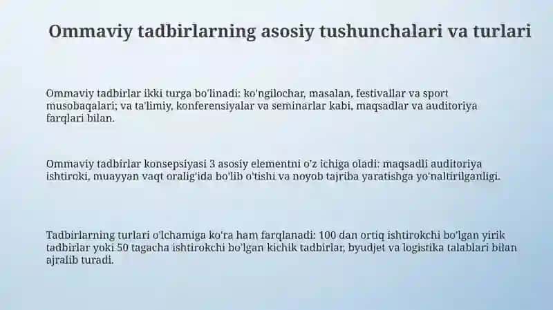 Ommaviy tadbirlar va ularni tashkil etish 3