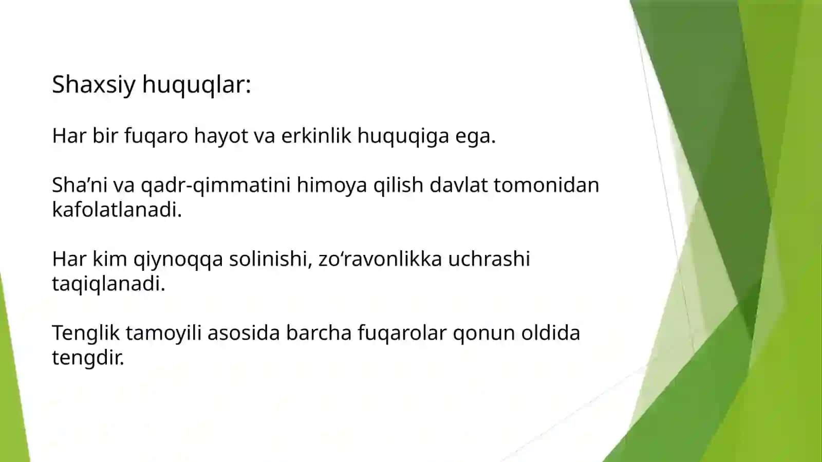 Fuqarolarning shaxsiy, siyosiy, ijtimoiy, iqtisodiy, ma’daniy va ekologik huquqlari 3