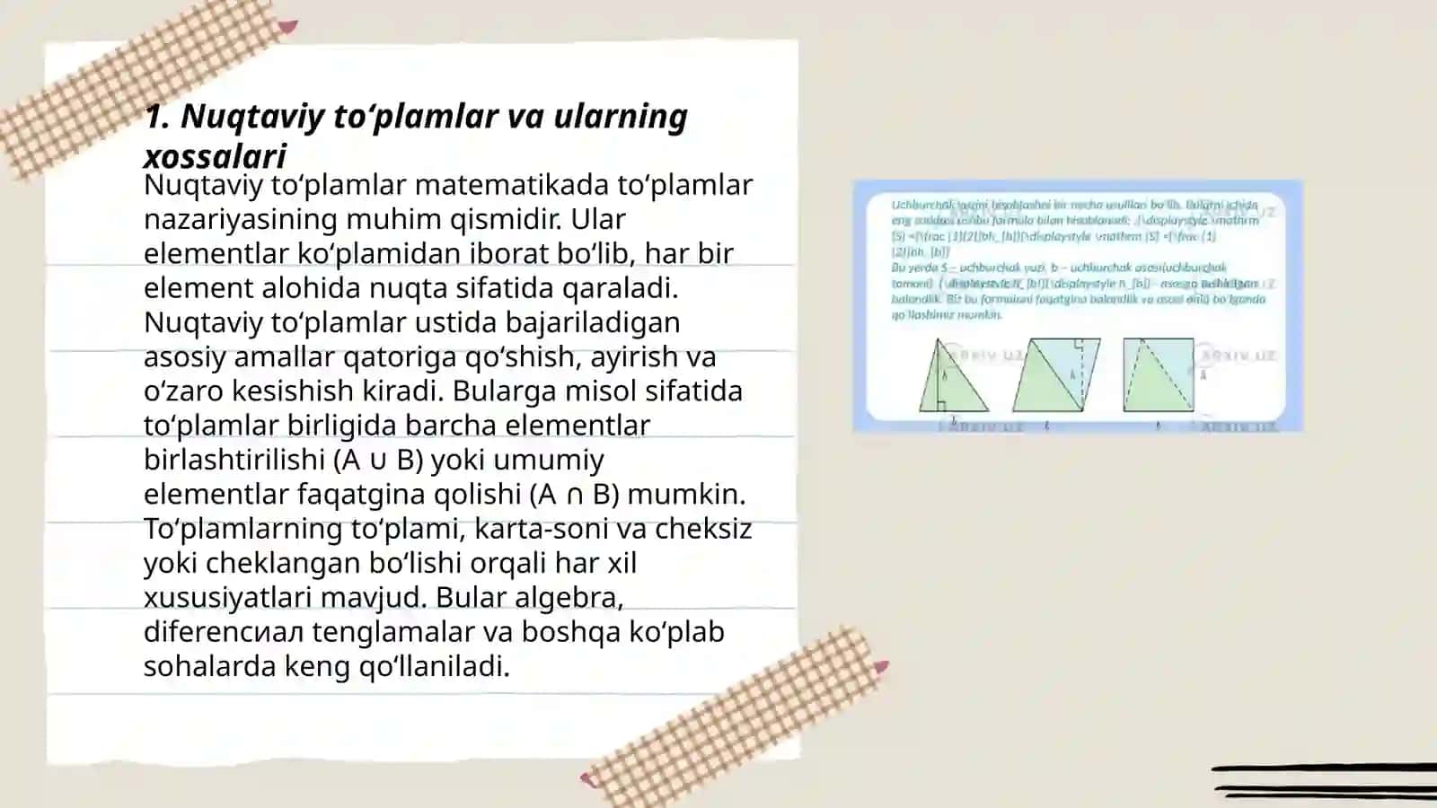 Nuqtaviy toʻplamlarni topishga doir geometrik masalalar.Oʻq simmetriyasi.Parallel koʻchirish 3