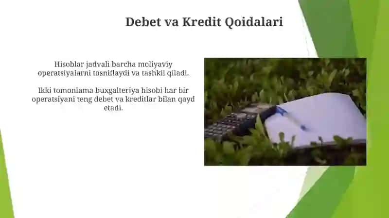 Buxgalteriya hisobi schetlar tizimi va ikkiyoqlama yozuv 3