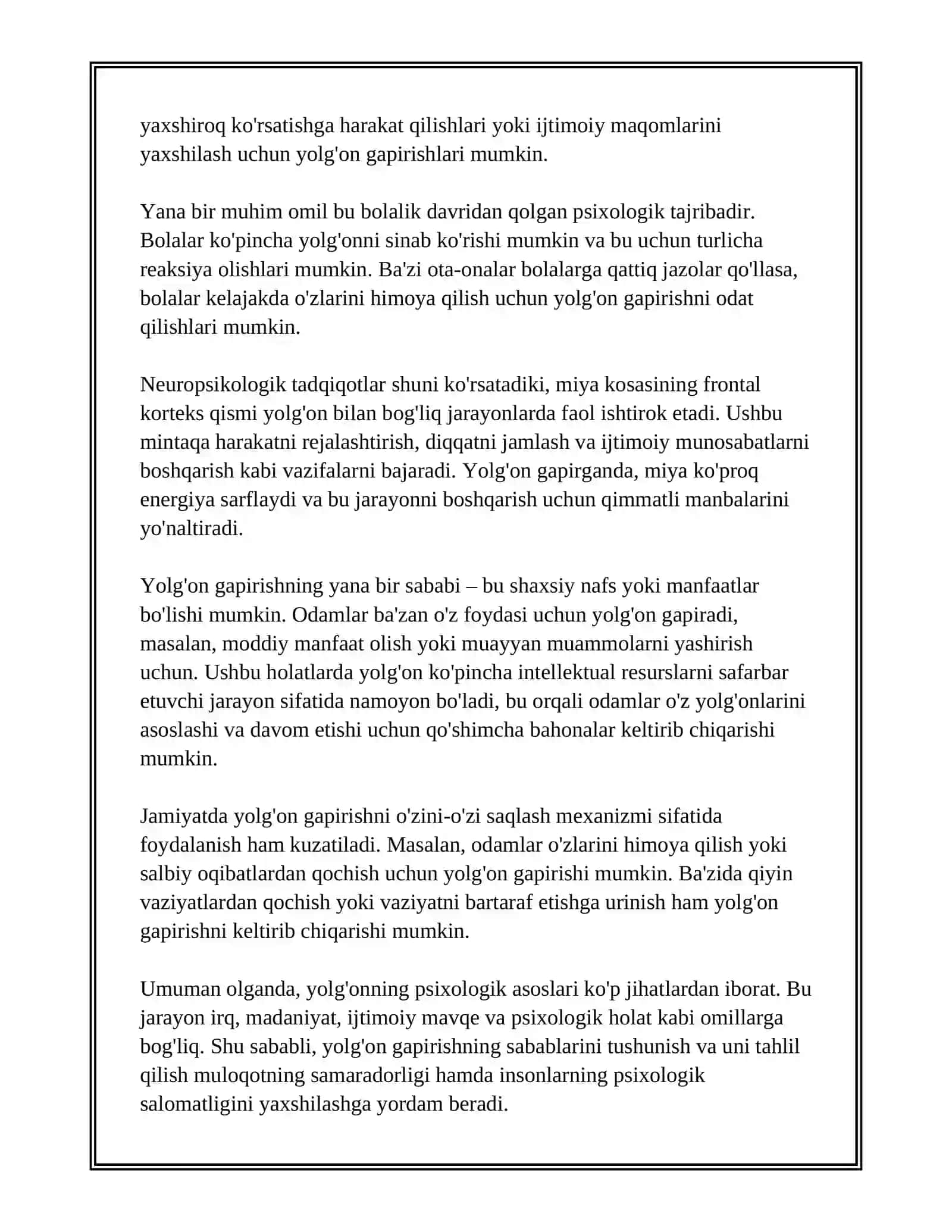YOLG'ON PSIXOLOGIYASI VA UNI FOSH ETISH 3