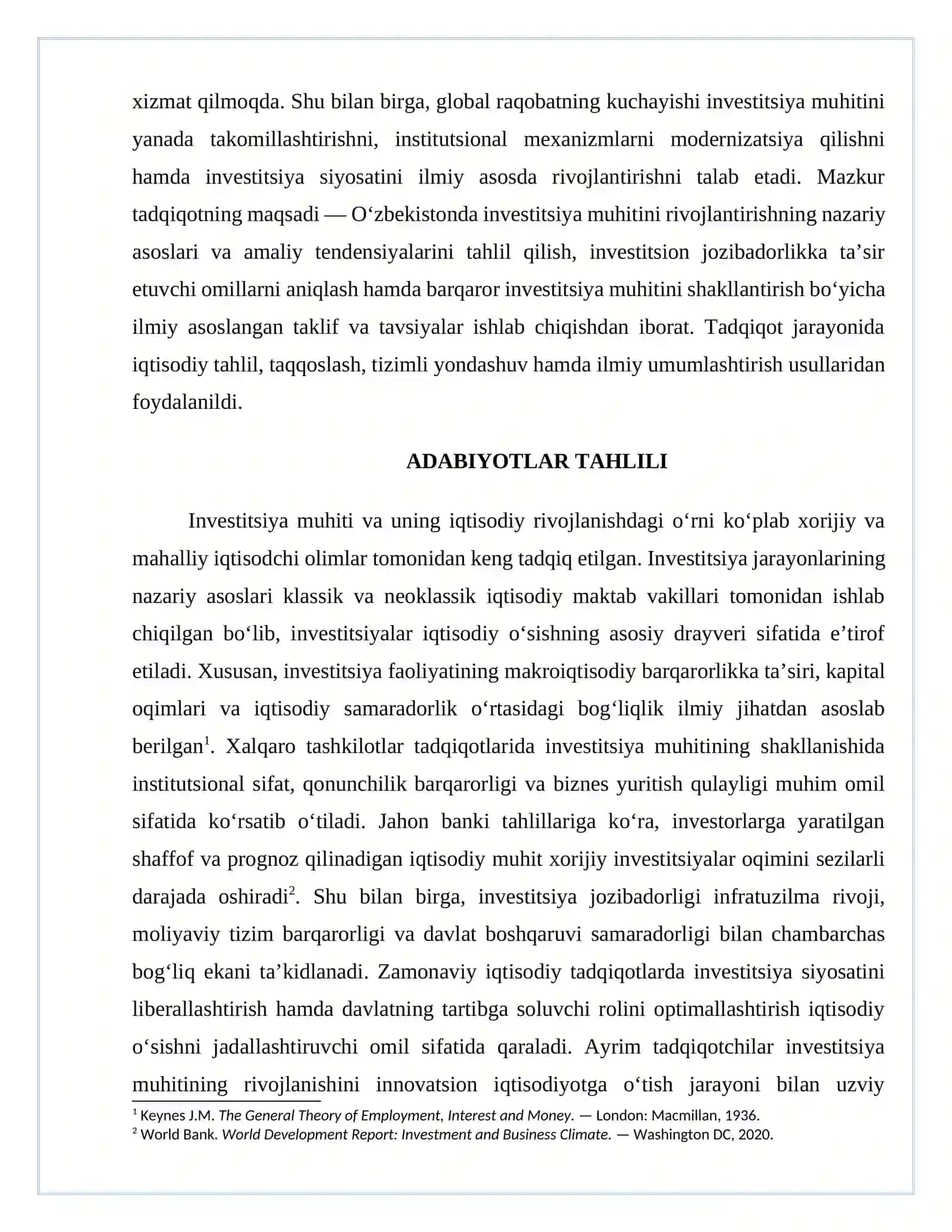 O‘ZBEKISTONDA INVESTITSIYA MUHITINI RIVOJLANTIRISH 3