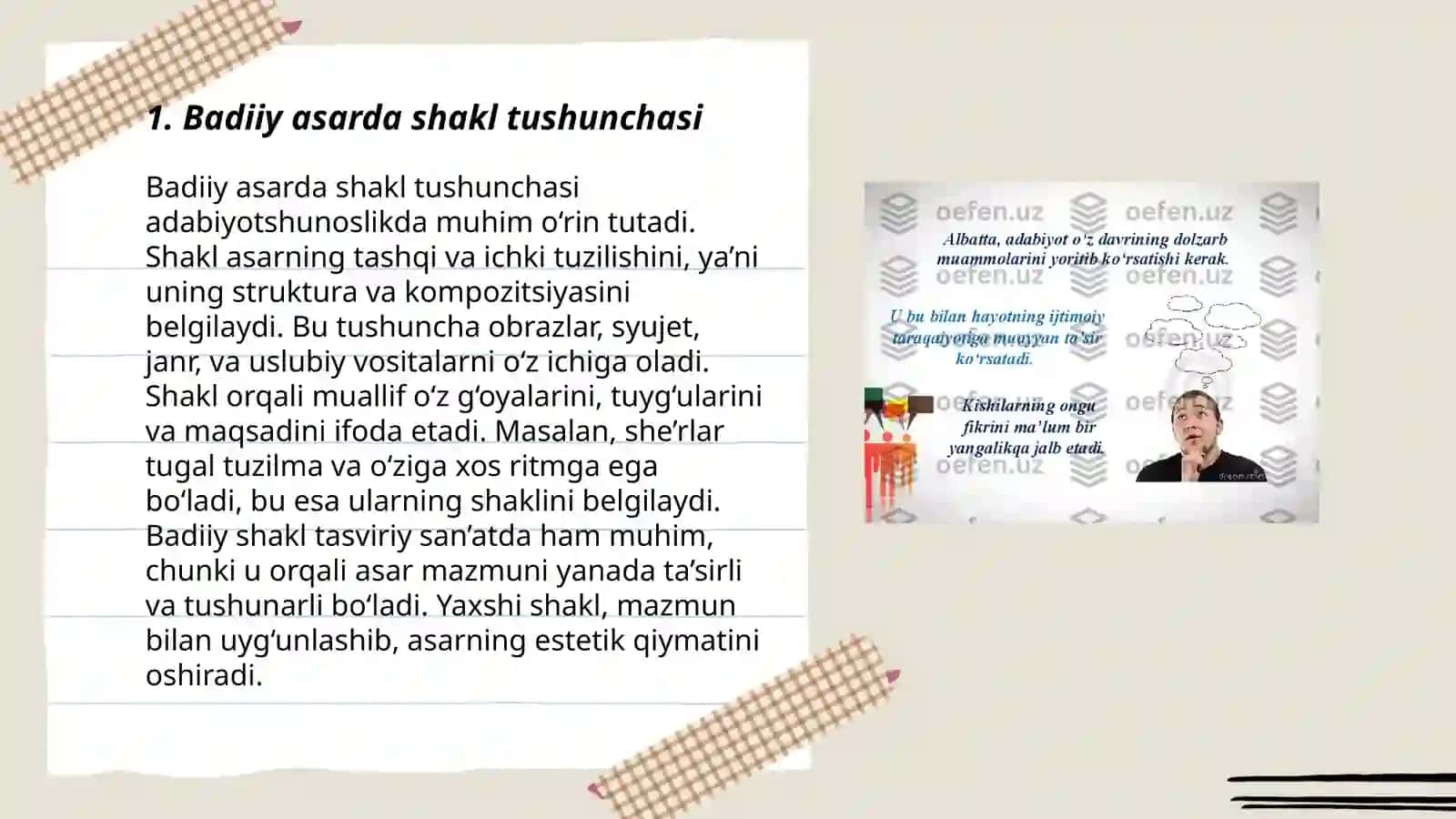 Badiiy Asarda Shakl va Mazmun Birligi 3