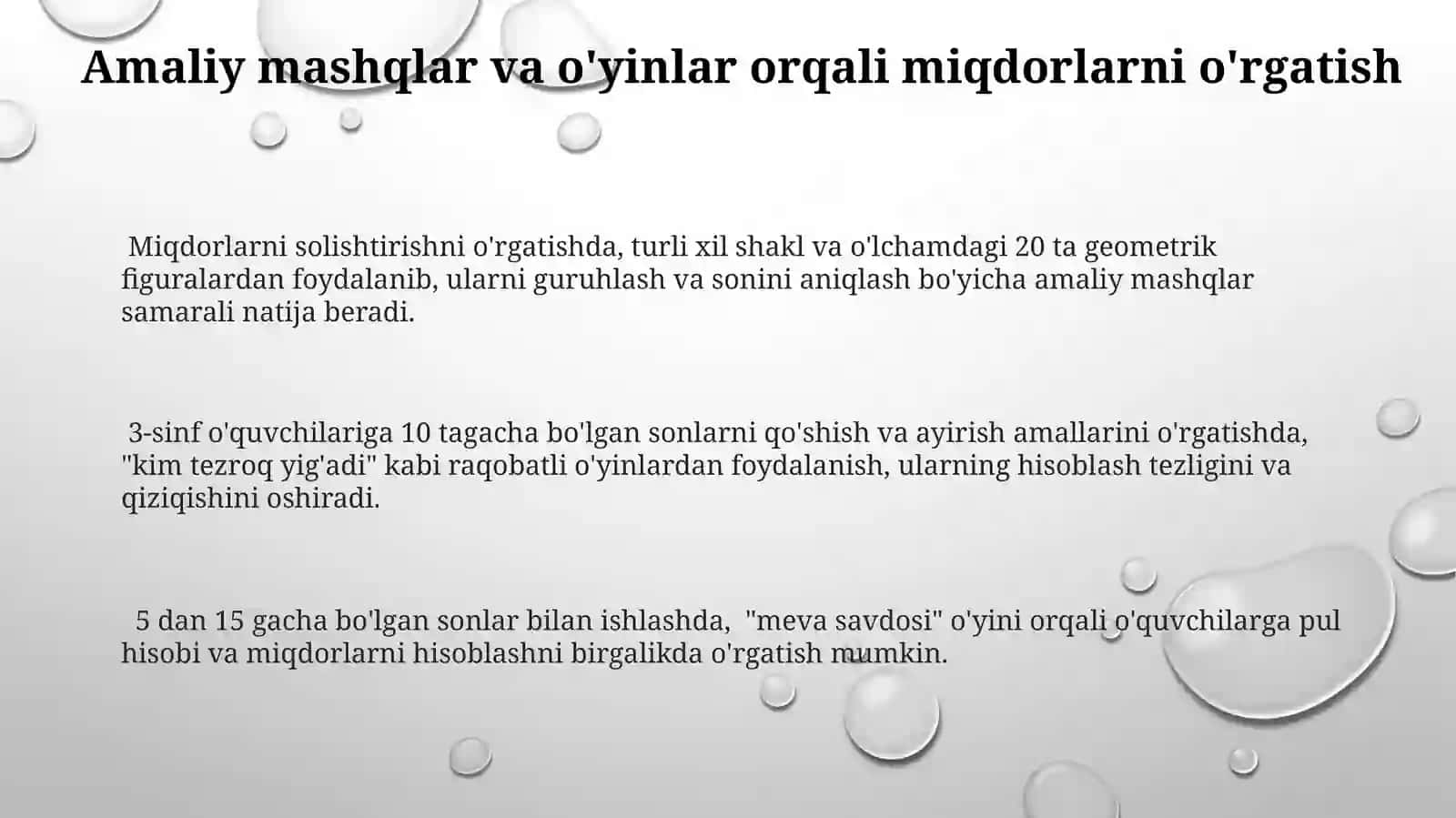 3-sinfda miqdorlarni oʻrgatish metodikasi 3